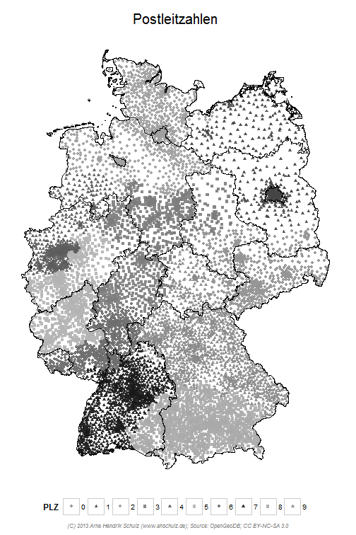 Postleitzahlen grau